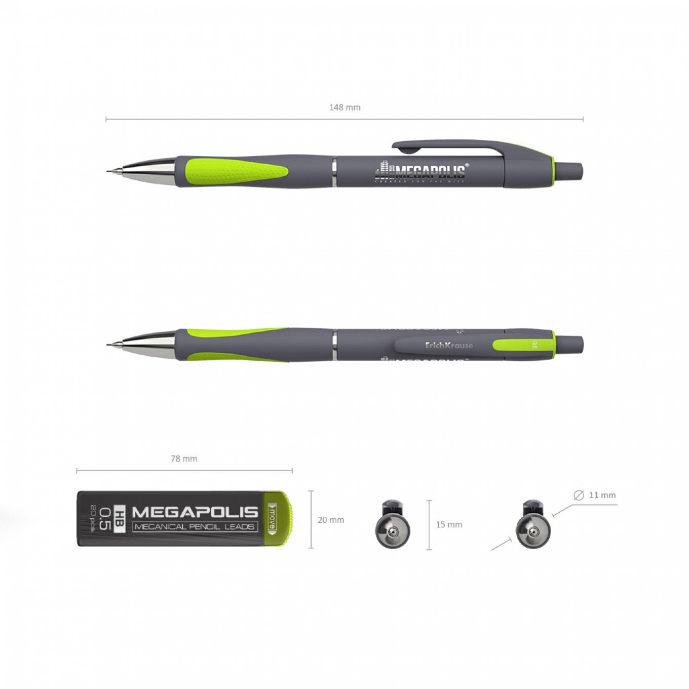 Matita ErichKrause Megapolis Concept con incluse 20 mine 0.5mm