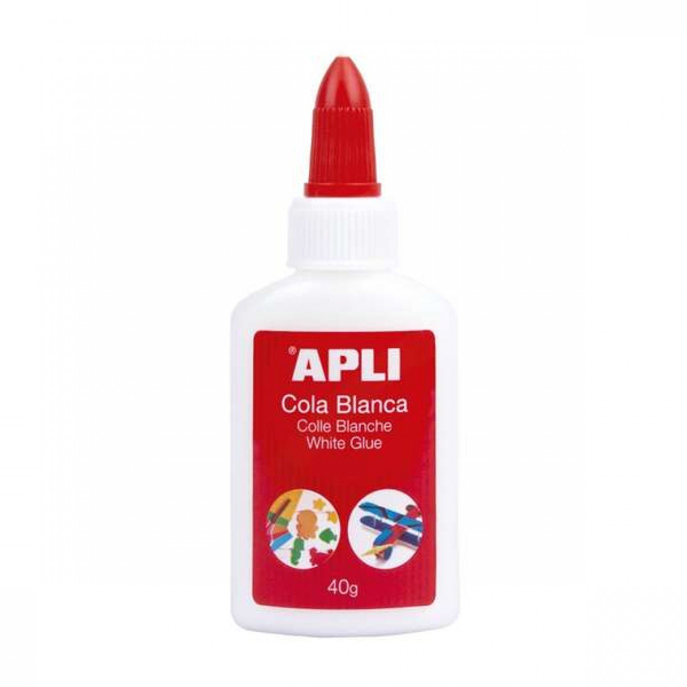 Colla bianca liquida Apli 40g - Applicatore a punta - Senza solventi e non tossico - Adatto per uso scolastico