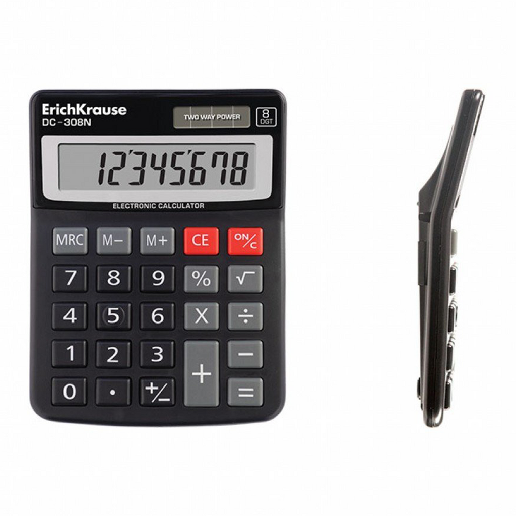 Calcolatrice elettronica da tavolo a 8 cifre ErichKrause DC-308N Classic, nera