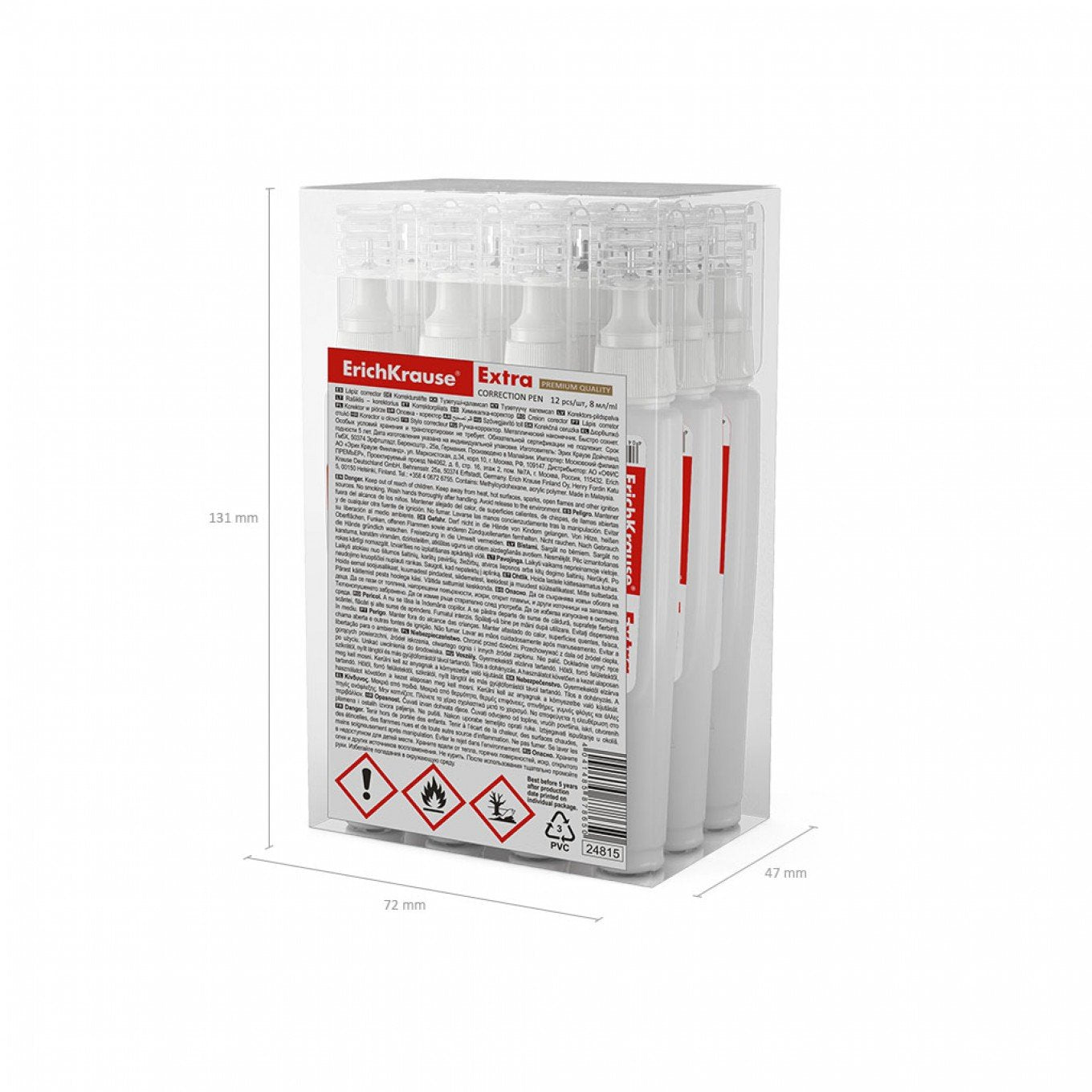 Penna correttore extra Erichkrause - Asciugatura rapida - Alta qualità - Resistente al freddo - A base solvente - Colore bianco