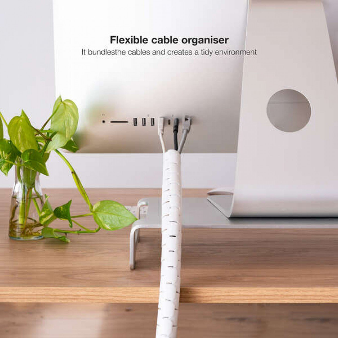 Nanocable Organizzatore di cavi flessibile 25mm - Lunghezza 1m - Colore bianco
