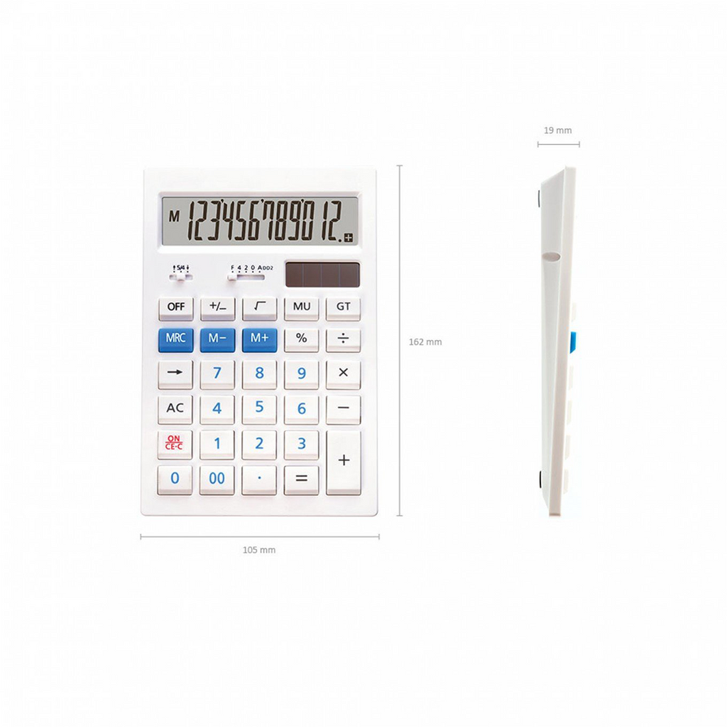 Calcolatrice elettronica a 12 cifre ErichKrause Cc-352 - Display LCD - Funzioni matematiche di base - Memoria - Alimentazione solare - Vari colori