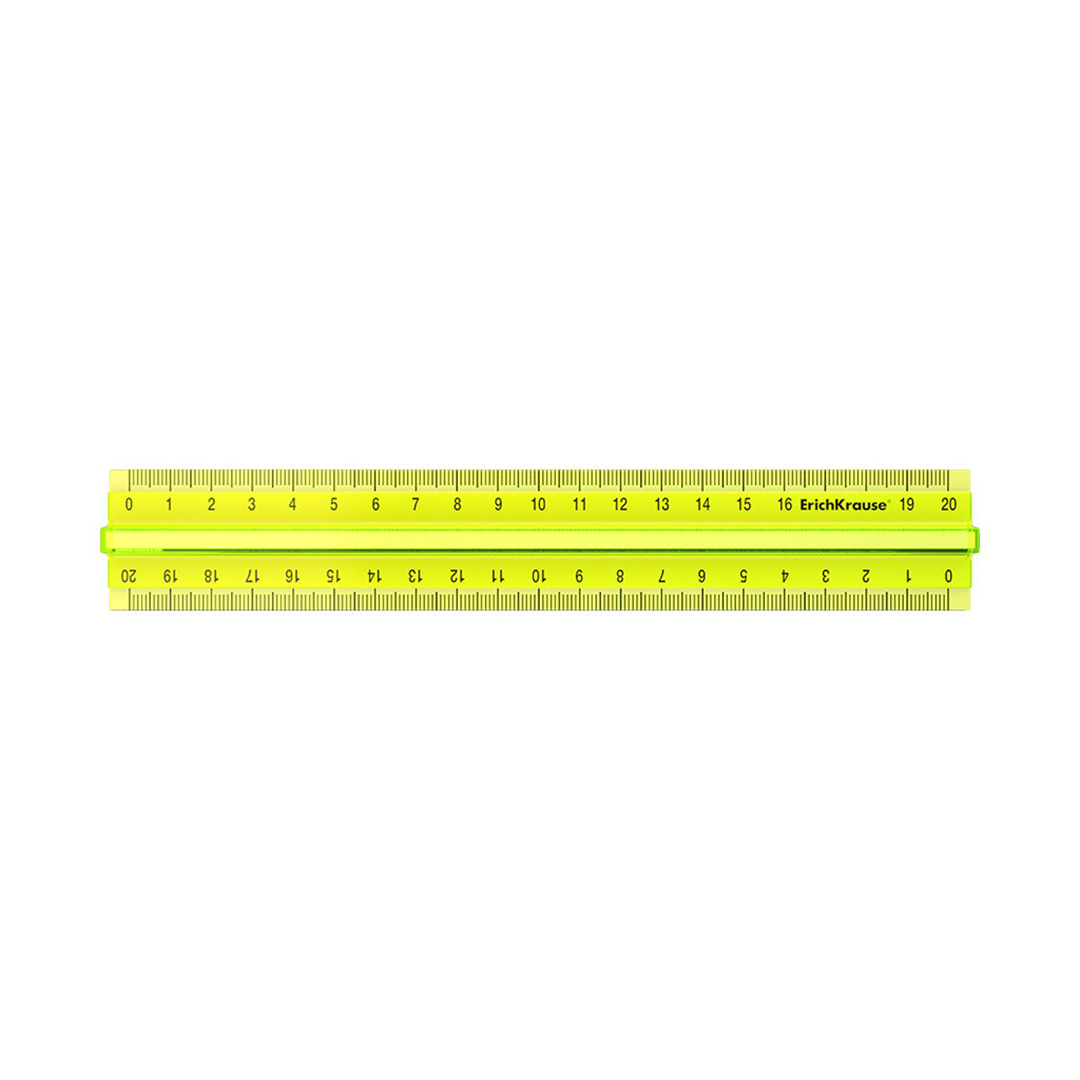 Righello di plastica con supporto ErichKrause Neon, 20 cm, giallo, in sacchetto di plastica
