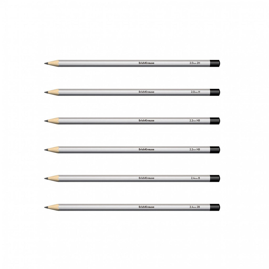 Set di 4 matite di grafite HB ErichKrause Jet Black, esagonali, con gomma