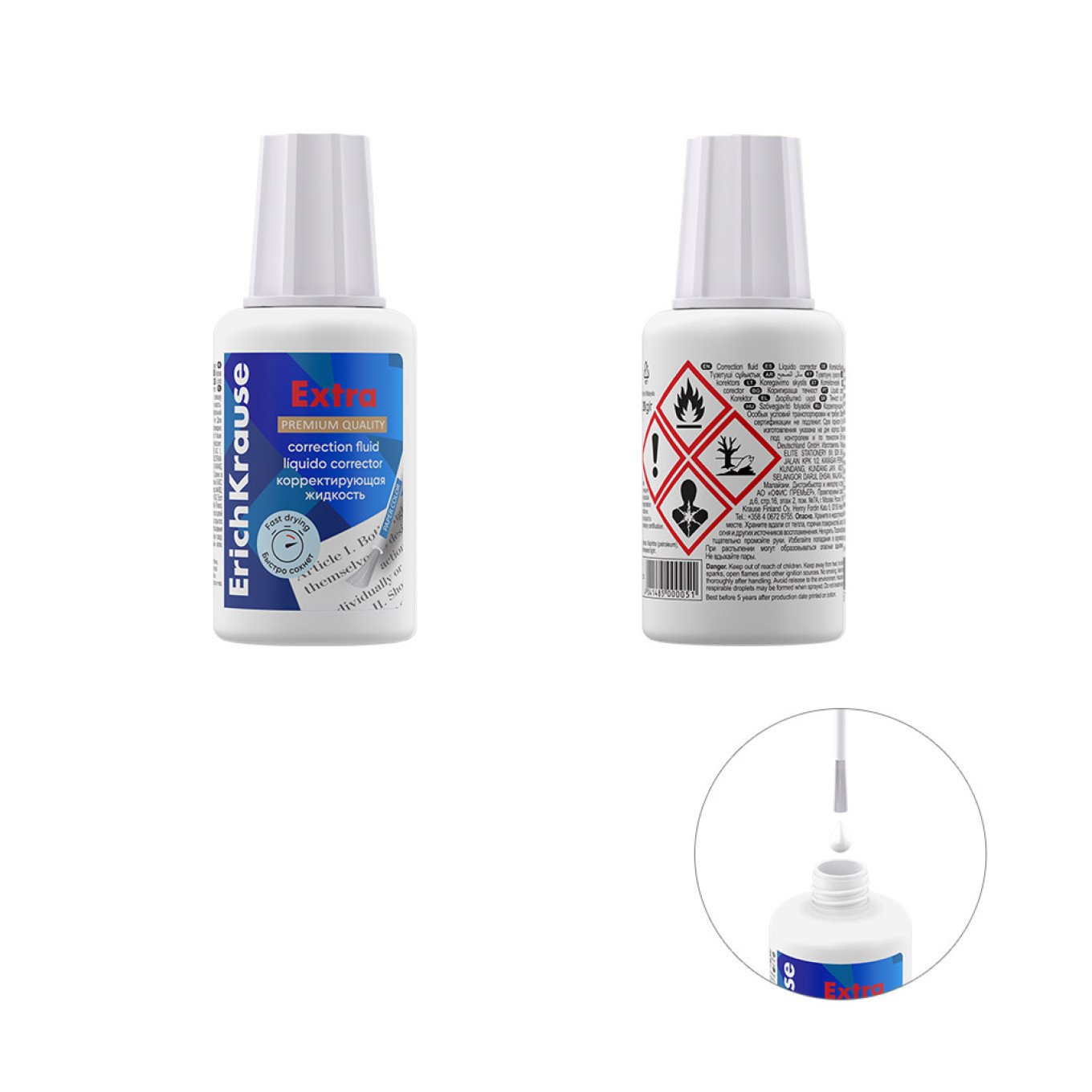 Fluido correttore ErichKrause Extra, con pennello, 20 g (confezione da 12 pz)