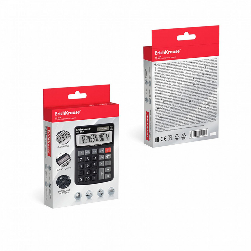 Calcolatrice elettronica da tavolo a 8 cifre ErichKrause DC-308N Classic, nera