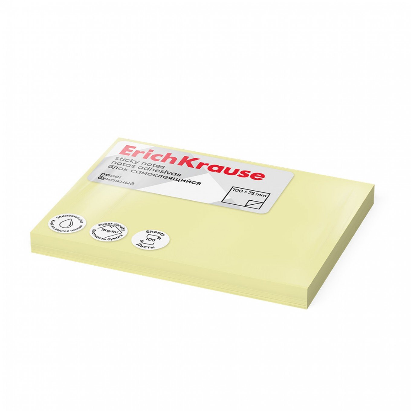 Post-it - Sticky notes ErichKrause 100х75 mm, 100 fogli, giallo