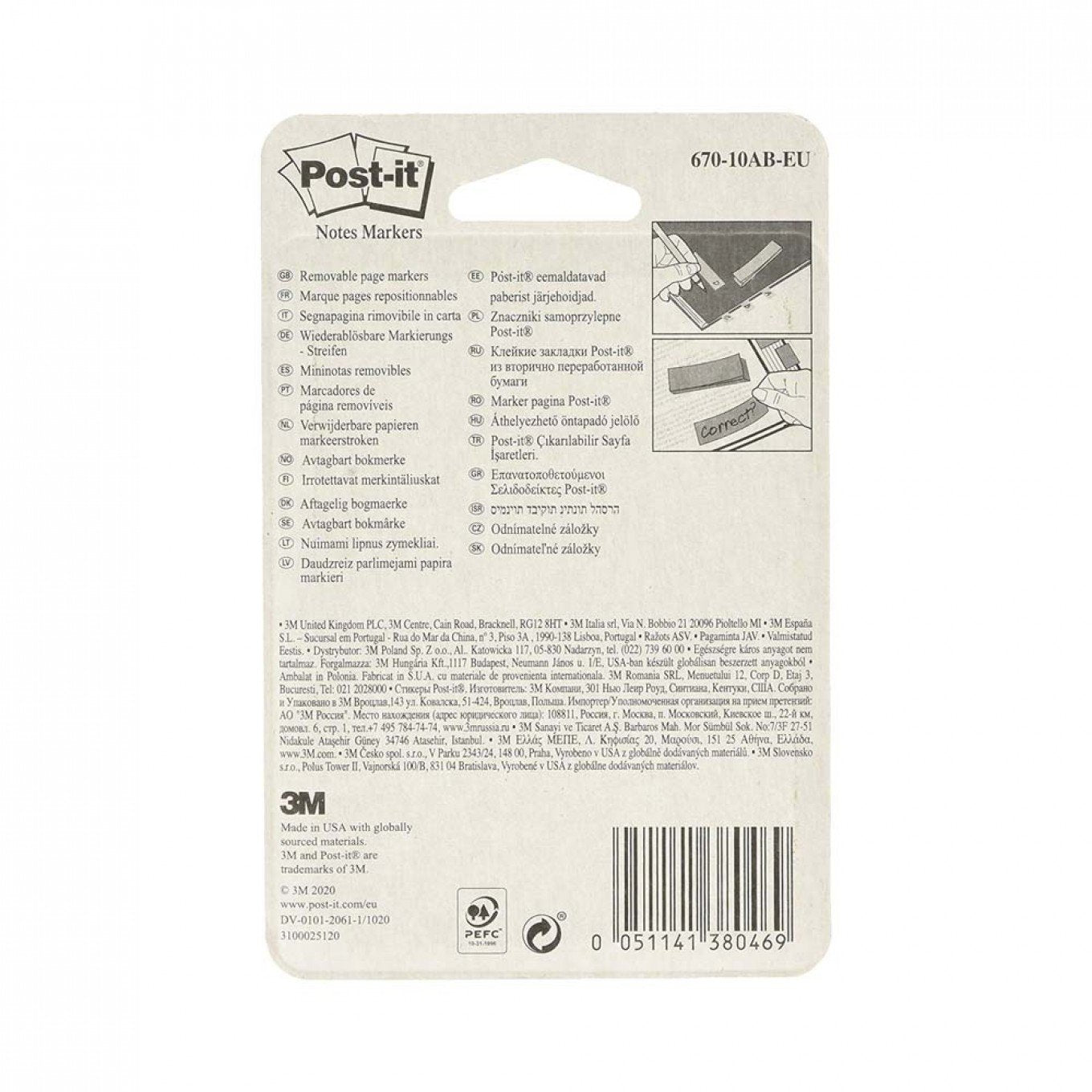 Post-it Segnapagina in Carta 10 Colori Assortiti 12.7 x 44 mm 50 Segnapagina per Ogni Colore