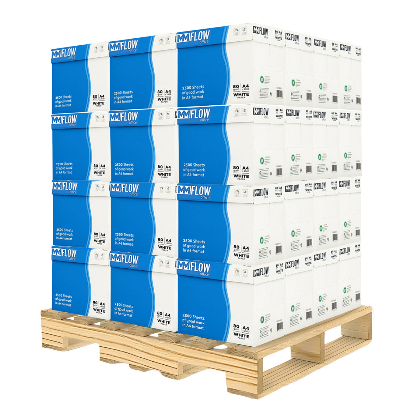 Bancale Carta A4 80 gr MM FLOW Office - 240 Risme Per Stampante, Ufficio, Fotocopie, Multiuso - Bianca