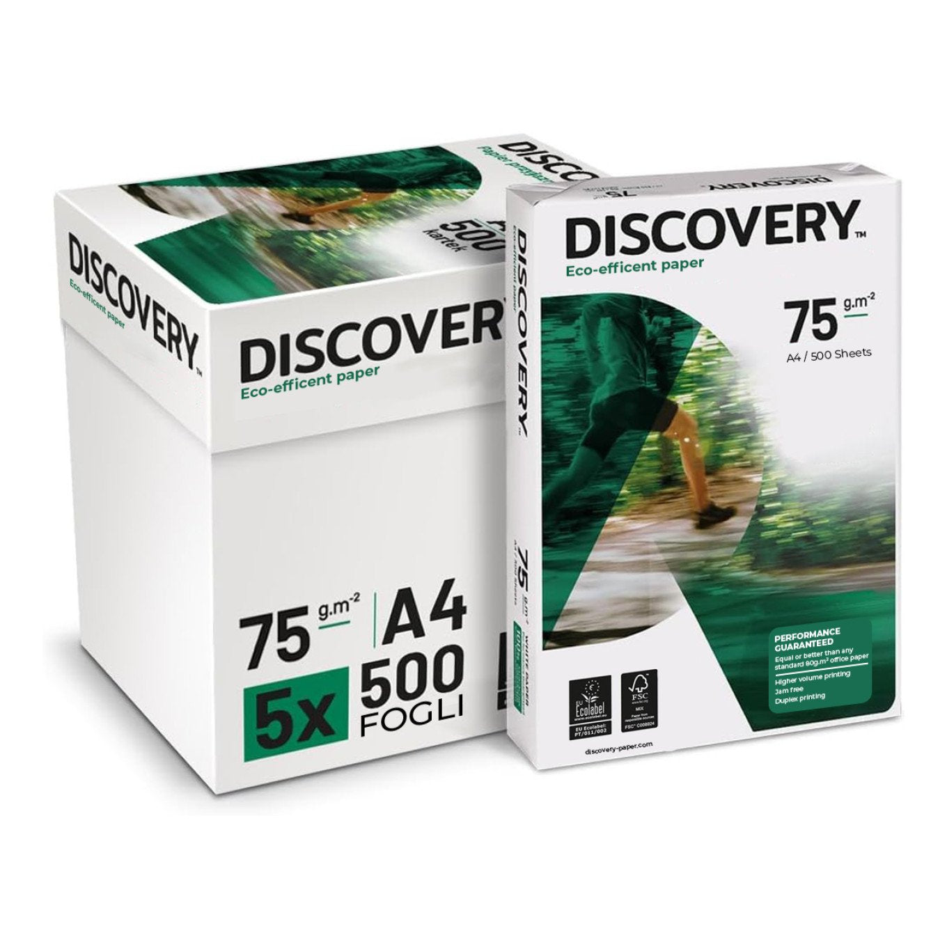 Carta A4 75 gr Discovery Navigator - 5 Risme Per Stampante, Ufficio, Fotocopie, Multiuso - Bianca