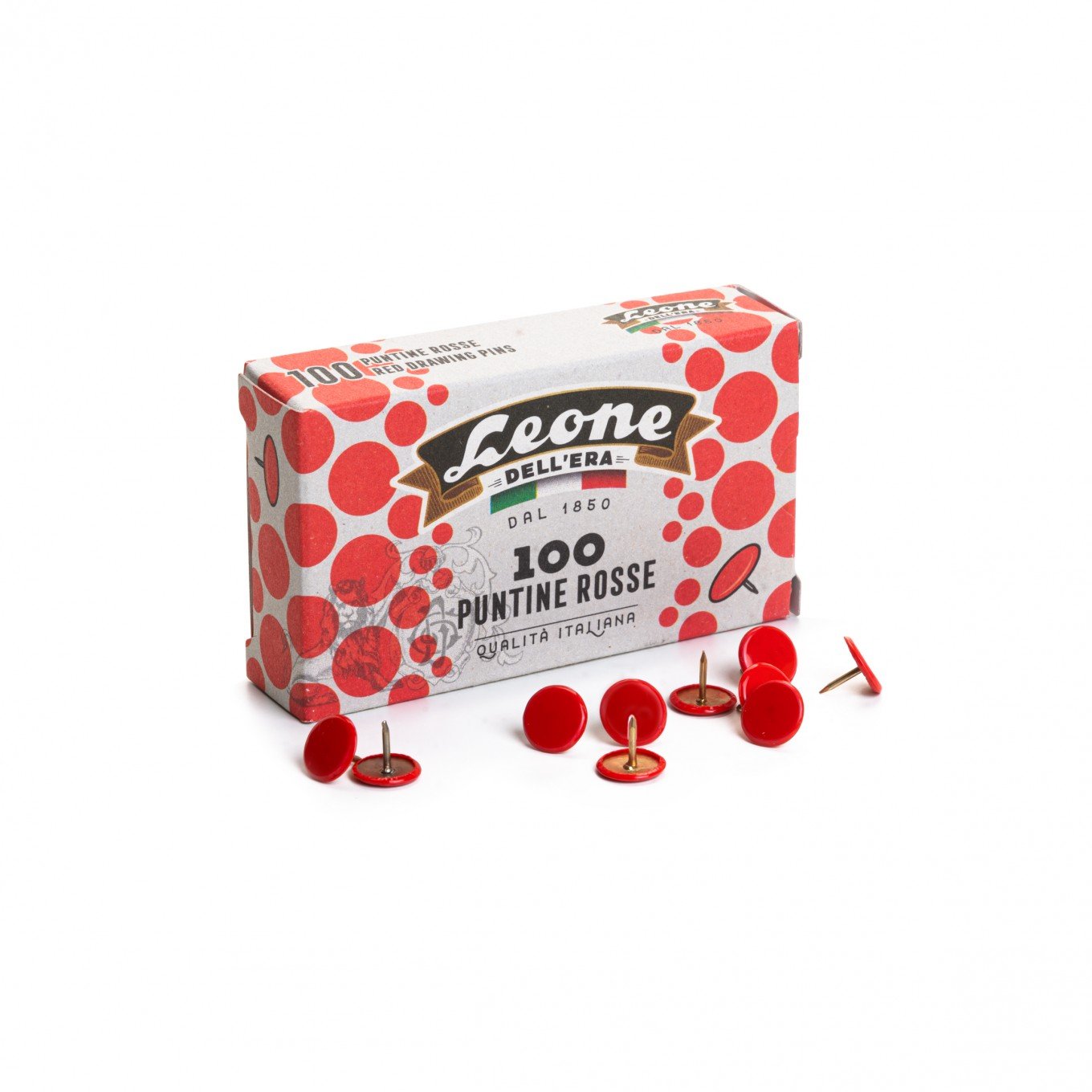 100 Puntine Colorate Rosse Leone Dell'Era - Made in Italy